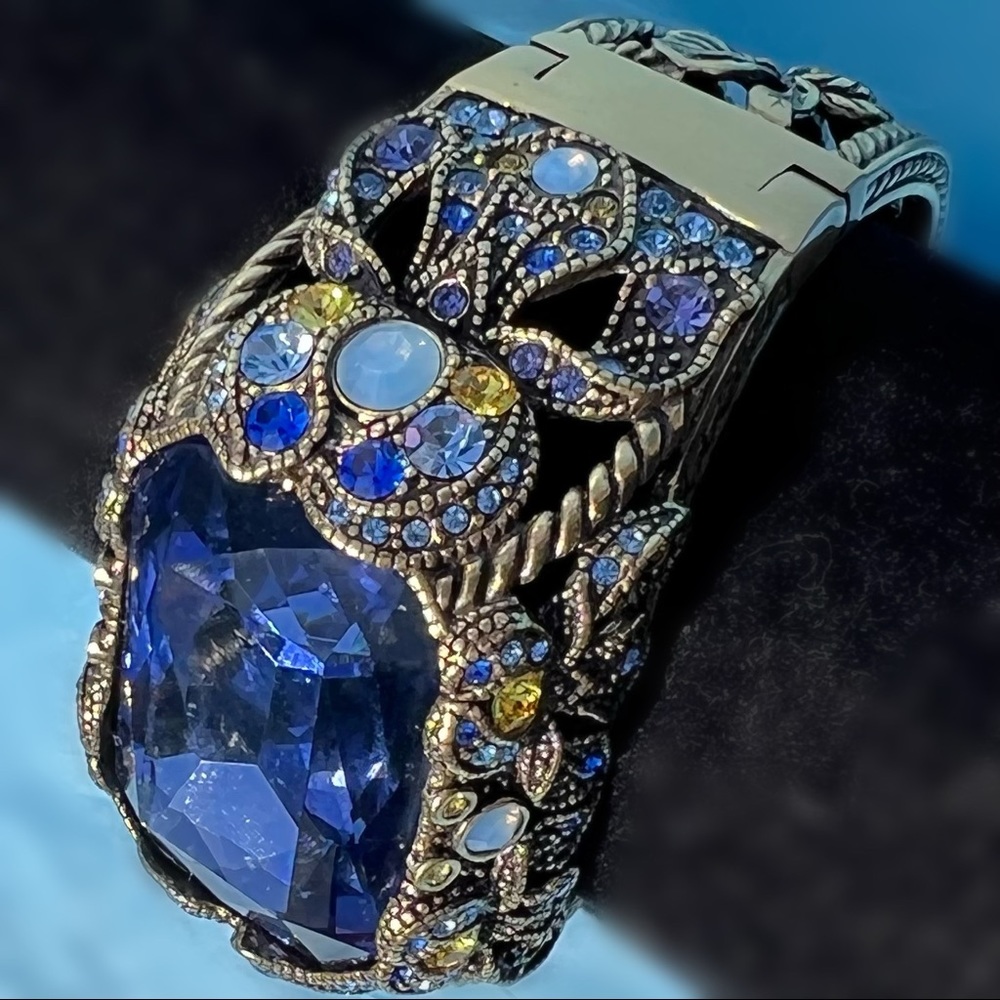 Heidi Daus - Bold Dark Blue Statement Bracelet Wi… - image 3